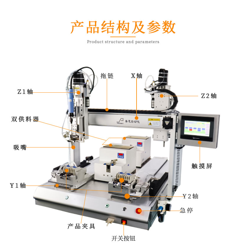 背靠背自动锁螺丝机结构和组件
